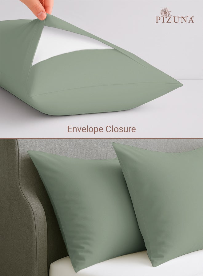 PIZUNA Pure 100% Cotton Pillow Case 48 x 74 cm Sea Foam, 400 Thread Count Soft Luxurious Long Staple Cotton Sateen Weave Pillow Cover (Cooling Pillowcase Sea Foam- 2 PC) - Image 4