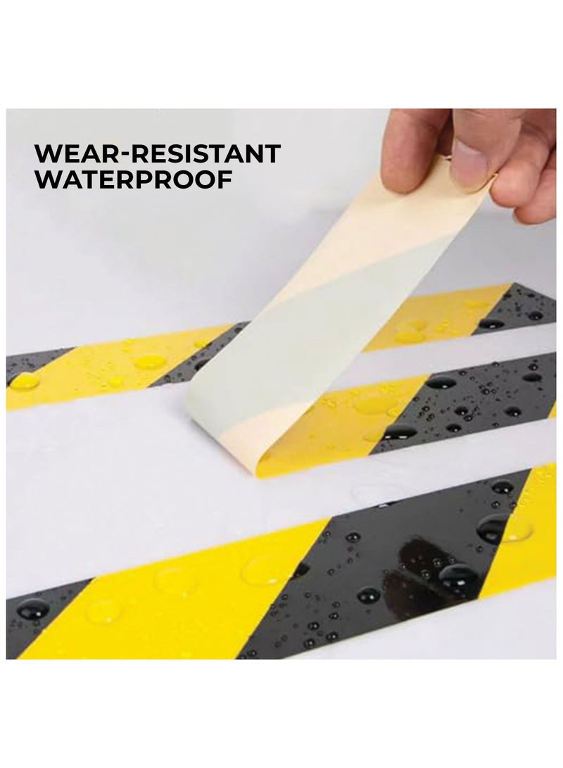 درافل شريط تحذير أرضيات من مادة البولي فينيل كلوريد من دورافيل، 2 بوصة × 25 مترًا، شريط تحذير ذاتي اللصق، حاجز تحذيري مقاوم للماء، أشرطة لاصقة للمنازل والمستودعات والمصانع والمدارس والبناء (أصفر/أسود، 25 مترًا) - Image 4