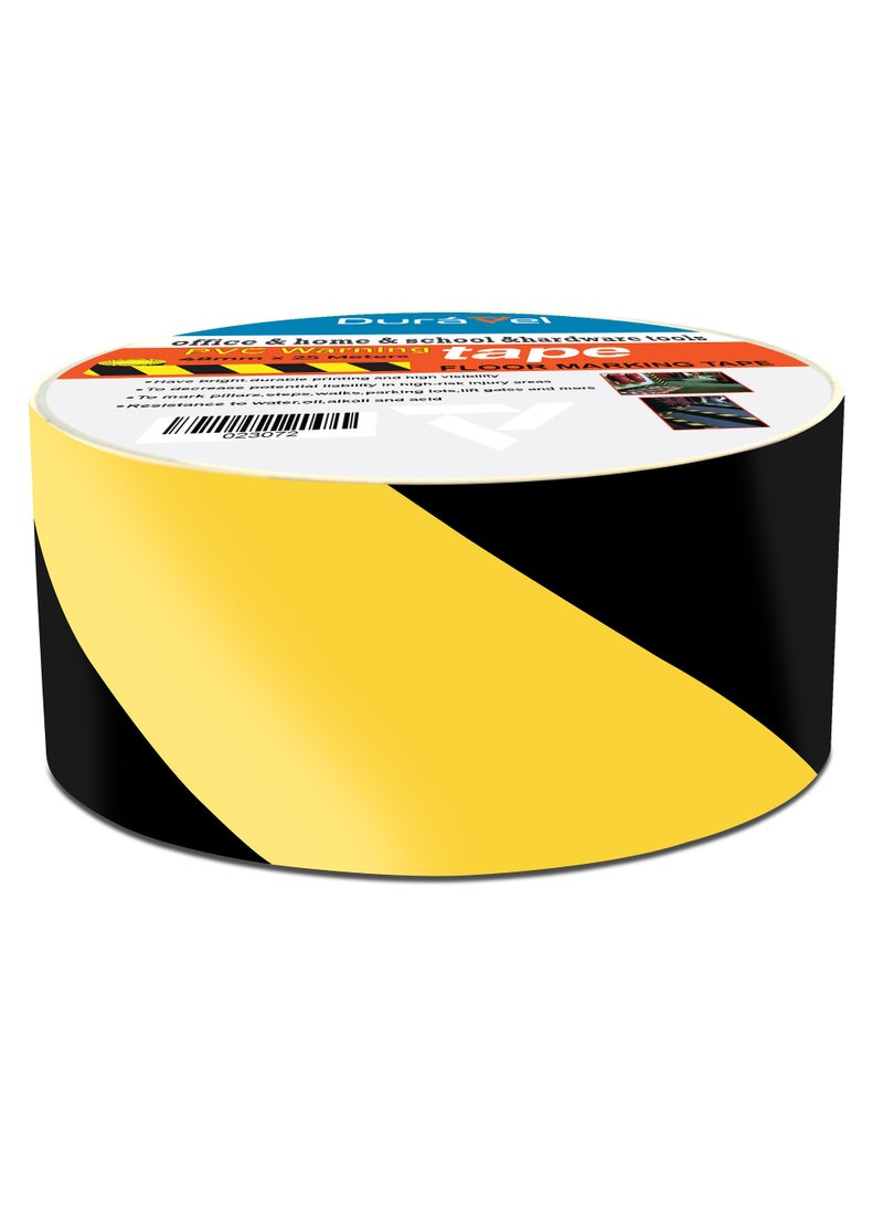 درافل شريط تحذير أرضيات من مادة البولي فينيل كلوريد من دورافيل، 2 بوصة × 25 مترًا، شريط تحذير ذاتي اللصق، حاجز تحذيري مقاوم للماء، أشرطة لاصقة للمنازل والمستودعات والمصانع والمدارس والبناء (أصفر/أسود، 25 مترًا) - Image 3