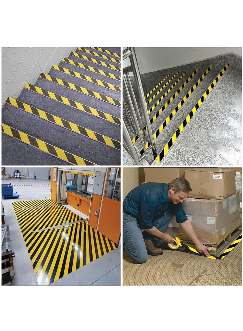 درافل شريط تحذير أرضيات من مادة البولي فينيل كلوريد من دورافيل، 2 بوصة × 25 مترًا، شريط تحذير ذاتي اللصق، حاجز تحذيري مقاوم للماء، أشرطة لاصقة للمنازل والمستودعات والمصانع والمدارس والبناء (أصفر/أسود، 25 مترًا) - Image 2