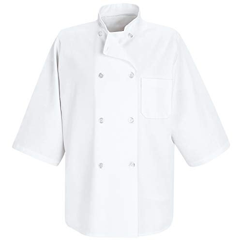 Chef Designs معاطف طهاة للرجال بأكمام 1/2، بيضاء، كبيرة طويلة أمريكي - Image 3