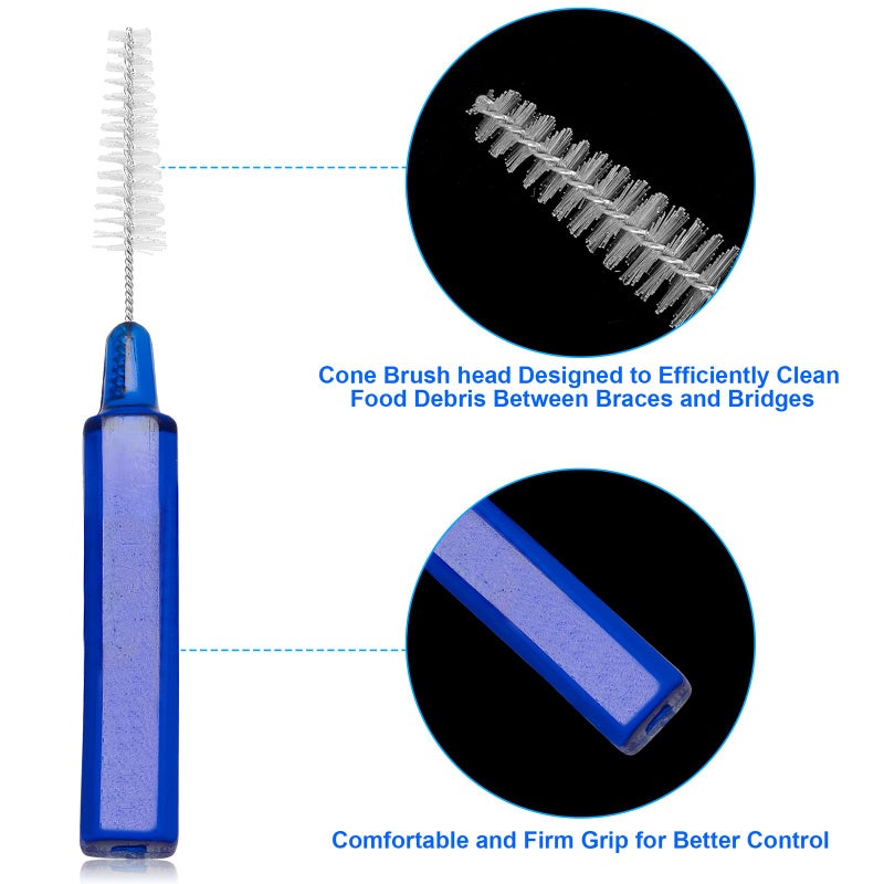 B Rush Interdental Advanced Fancy Brush for Braces, Oral Teeth Cleaning, Dental Disposable Soft Flossing Brushpicks Removes Plaque, Tapered Head Reach Both Small Tight Gaps and Wide Spaces (50 Pcs) - Image 2