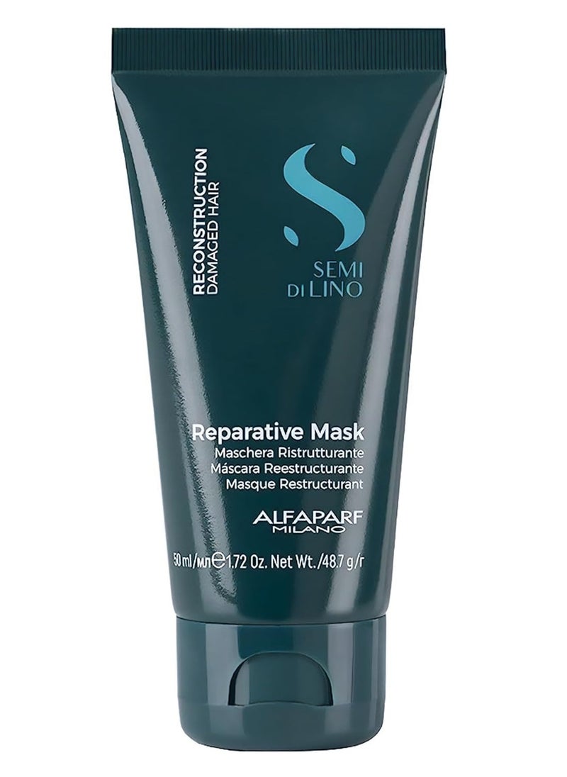 ALFAPARF MILANO Alfaparf Milano Semi Di Lino Reconstruction Reparative Travel Size Mask - Color Safe Deep Conditioning Hair Mask - Damaged Hair Repair - Paraben and Paraffin Free - Vegan Formula (1.72 oz / 50 ml)  - Image 1