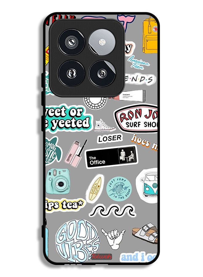 Tolwak Xiaomi 14 Pro Protective Case Cover Good Vibes Stickers - Image 1