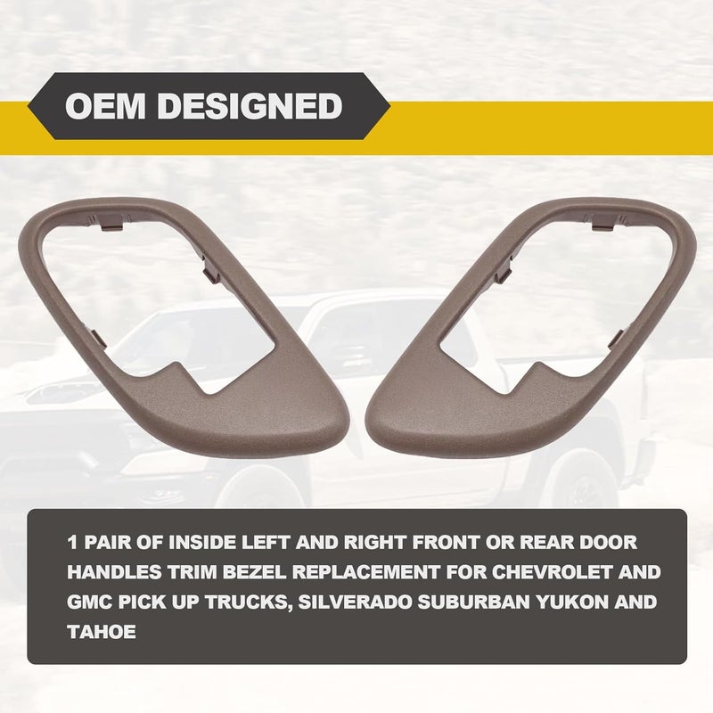 RBOKO Interior Door Handle Trim Bezel Set for 1995-2000 Chevy GMC Models, Beige - Image 3