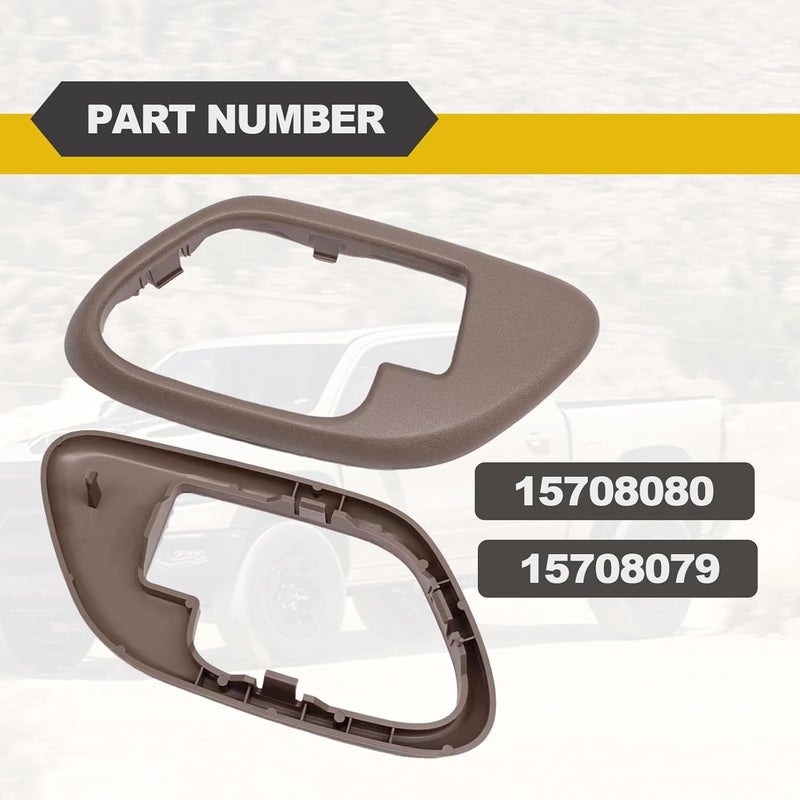 RBOKO Interior Door Handle Trim Bezel Set for 1995-2000 Chevy GMC Models, Beige - Image 4