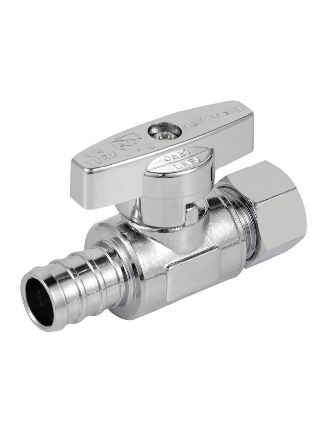 Breezliy 1/2 Pex Straight Stop Valve Sink Toilet Shut Off Valve,2 Pack Turn Straight Stop Valve 3/8" OD Compression X 1/2" Barb Crimp Pex LF Chrome Plated Brass with 2pcs 1/2 PEX Copper ring - Image 2