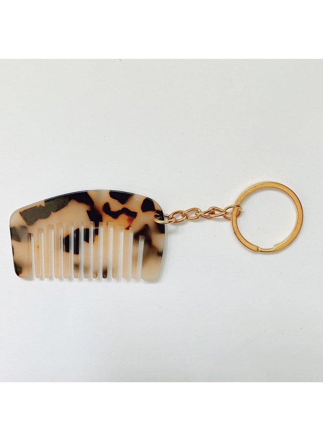 Luzen 2 قطع مشط ميني من الأسيتات مع حلقات مفاتيح، قلادة أزياء لطيفة، مضادة للكهرباء الساكنة، مشط محمول للسفر، مشط جيب مع حلقة مفاتيح للنساء، 2 لون - Image 3
