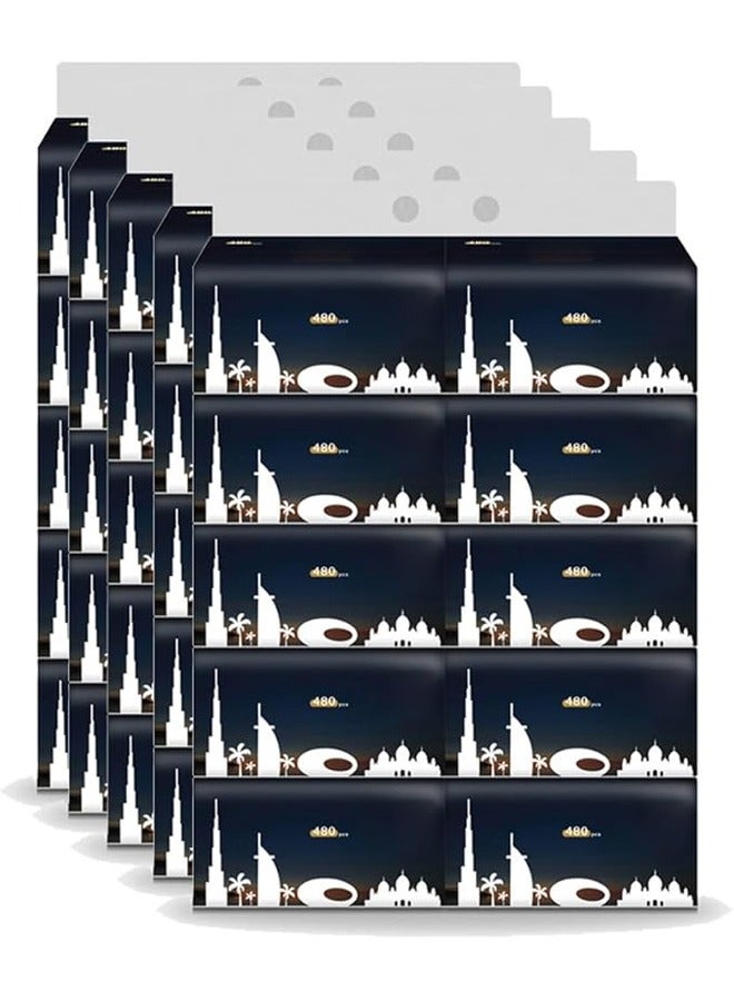 Pack of 50 Premium Quality New Technology Facial Tissue 100% Raw Wood Pulp 120 Sheet X 4 Ply