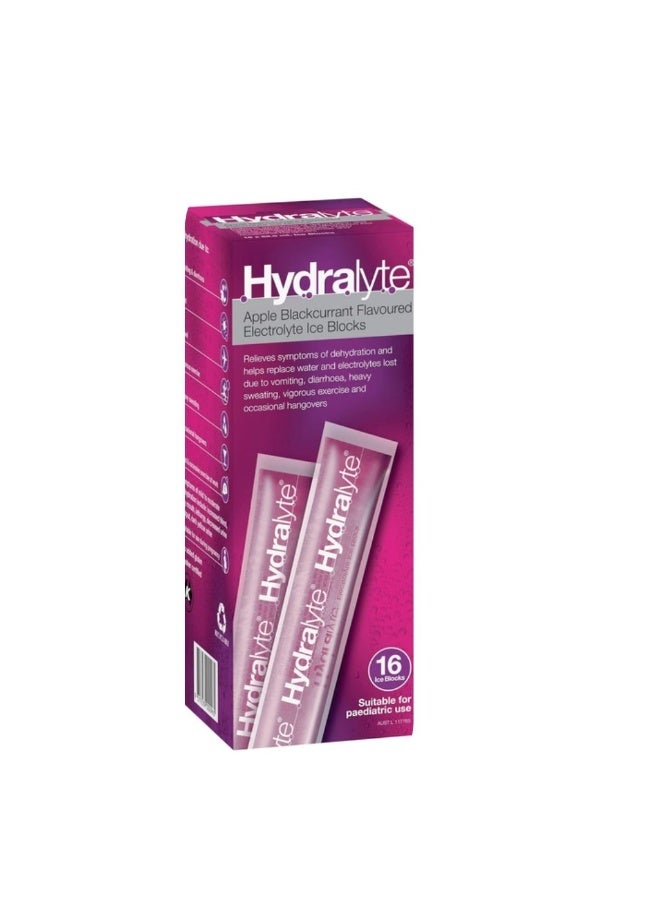 Hydralyte Apple Blackcurrant Flavoured Electrolyte Ice Blocks, 16 Count - Image 1
