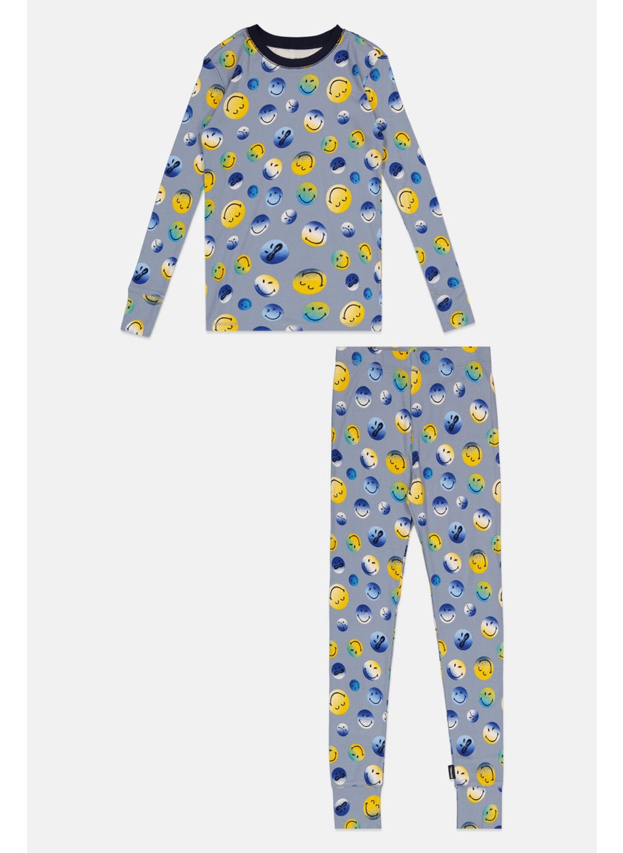GAP Smiley World x Gap Kids Boy 2 Pcs Allover Print Top And Bottom Pyjama Set, Multicolor  - Image 1