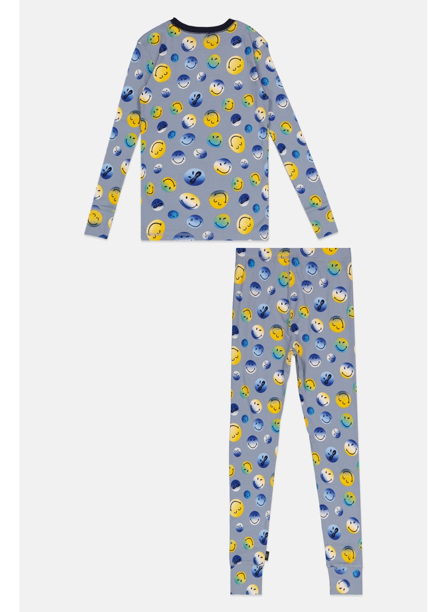 GAP Smiley World x Gap Kids Boy 2 Pcs Allover Print Top And Bottom Pyjama Set, Multicolor  - Image 2