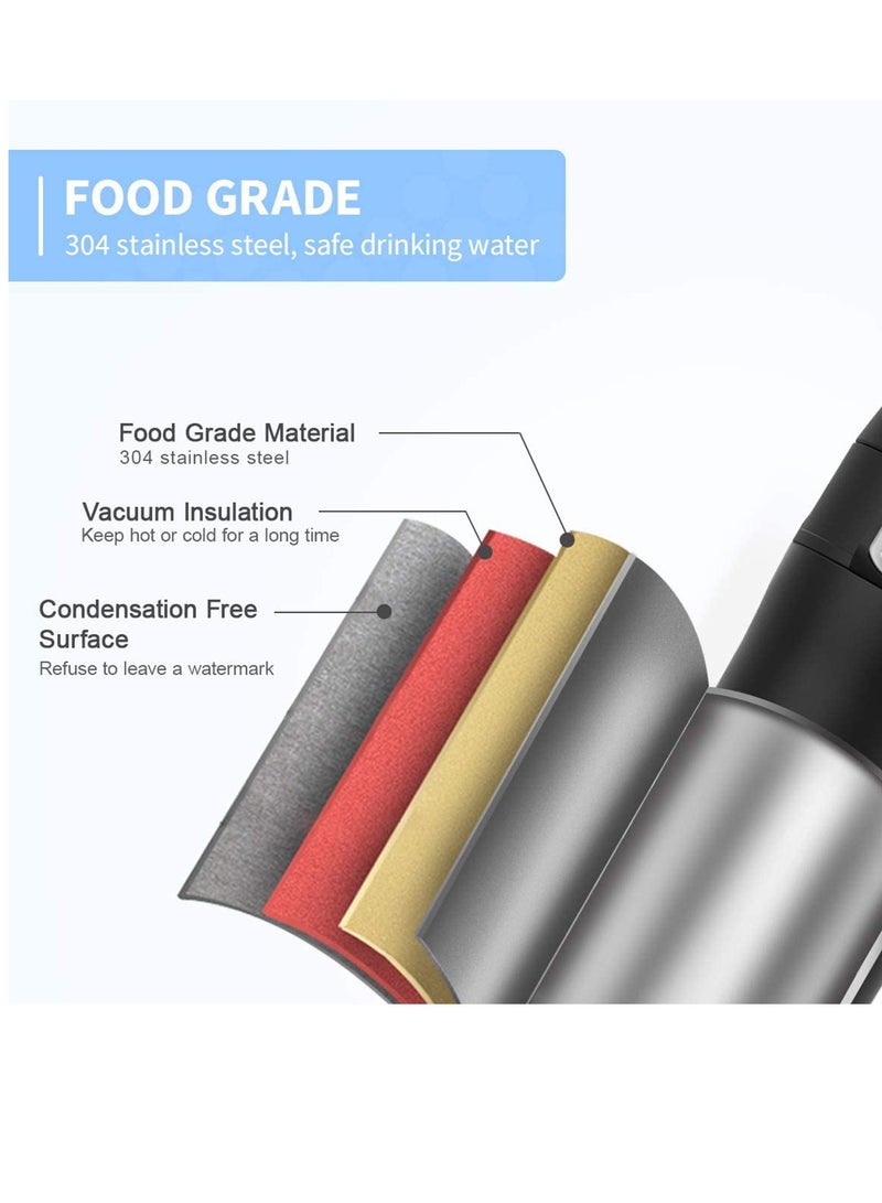 SYOSI Double Walled Vacuum Flask Thermo, 450ml Stainless Steel Insulated Water Bottle, Flask for Hot and Cold Drinks, Travel Coffee Mug, Sports Water Bottle, Drinks Cup (Black)  - Image 5