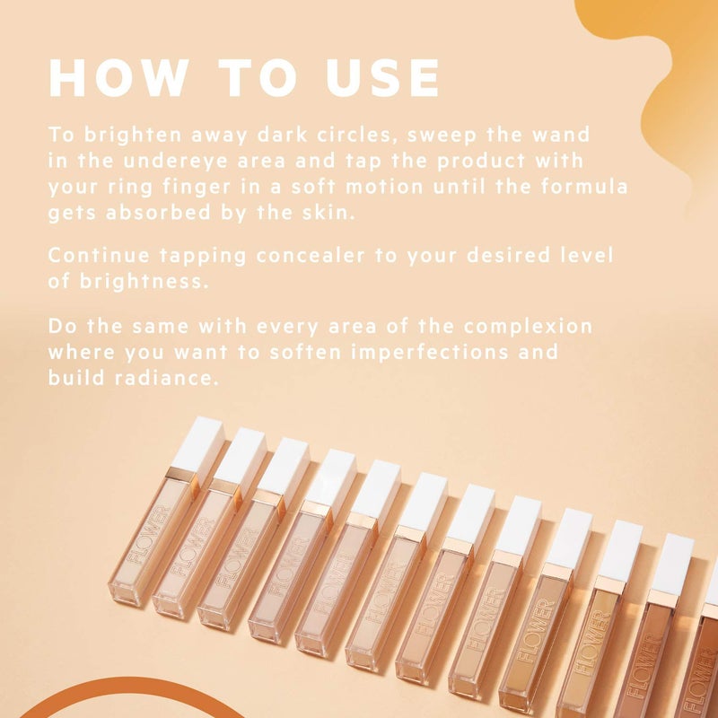 FLOWER BEAUTY By Drew Barrymore Light Illusion Full Coverage Concealer - Diffuse Dark Under Eye Circles + Blurs Blemishes - Weightless Formula + Crease Proof Makeup (Deep) - Image 4
