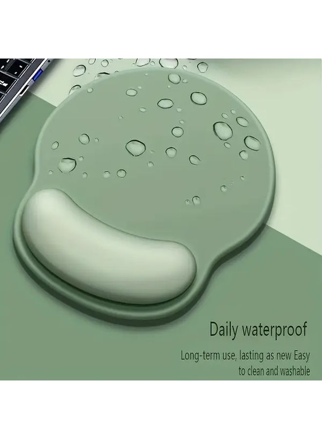 Green Memory Foam Mouse Pad With Wrist Rest Waterproof Washable Non Slip Surface - Image 4