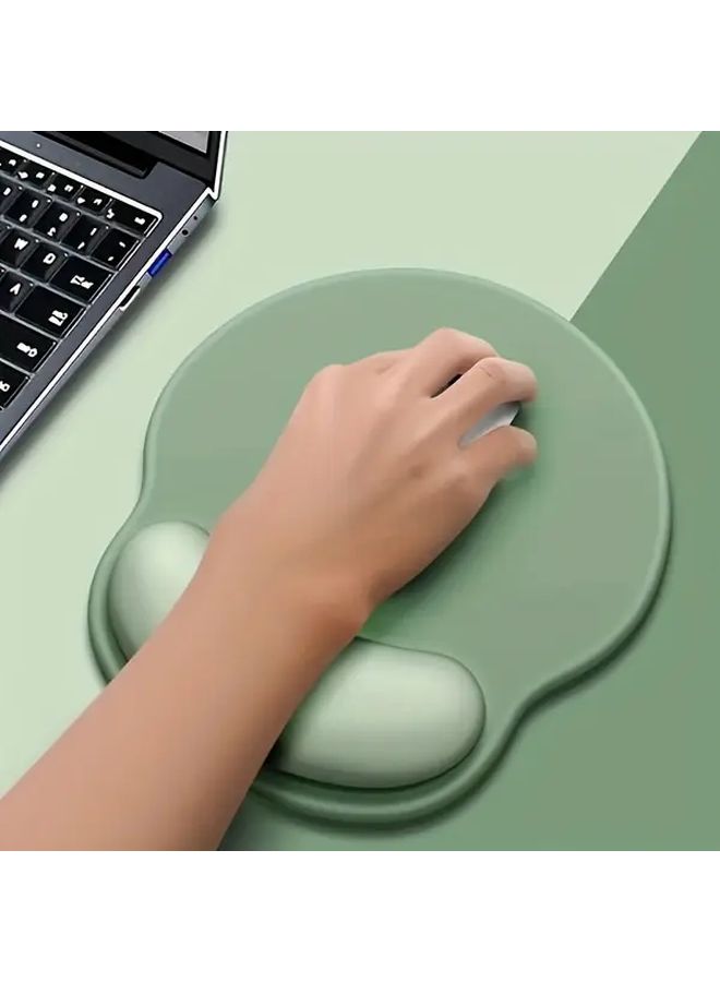 Green Memory Foam Mouse Pad With Wrist Rest Waterproof Washable Non Slip Surface - Image 3