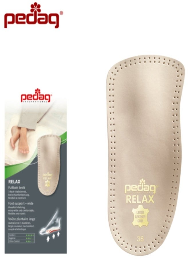 Pedag Relax 3/4 Insoles | German Made | Wide Arch Support Inserts with Latex Heel Cup & Metatarsal Pad | Perfect for Overpronation | Tan | US Men 11/EU 44 - Image 2