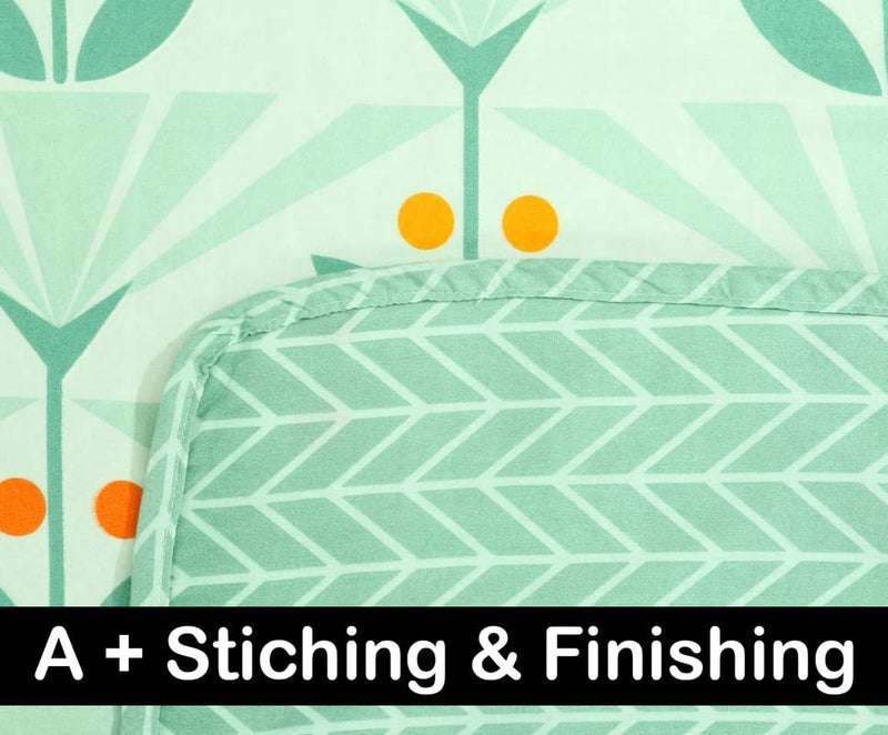 VAS COLLECTIONS 120 GSM Premium Cotton Printed Dohar/AC Blanket for Double Bed Size (90 x 86 inches) |Ultrasoft & Lightweight |Double - 228x220 cms-Light Green & Orange - Image 5