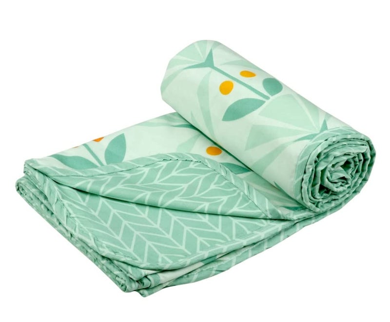 VAS COLLECTIONS 120 GSM Premium Cotton Printed Dohar/AC Blanket for Double Bed Size (90 x 86 inches) |Ultrasoft & Lightweight |Double - 228x220 cms-Light Green & Orange - Image 2