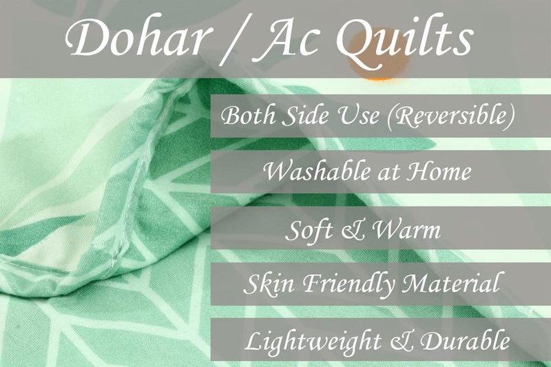 VAS COLLECTIONS 120 GSM Premium Cotton Printed Dohar/AC Blanket for Double Bed Size (90 x 86 inches) |Ultrasoft & Lightweight |Double - 228x220 cms-Light Green & Orange - Image 4