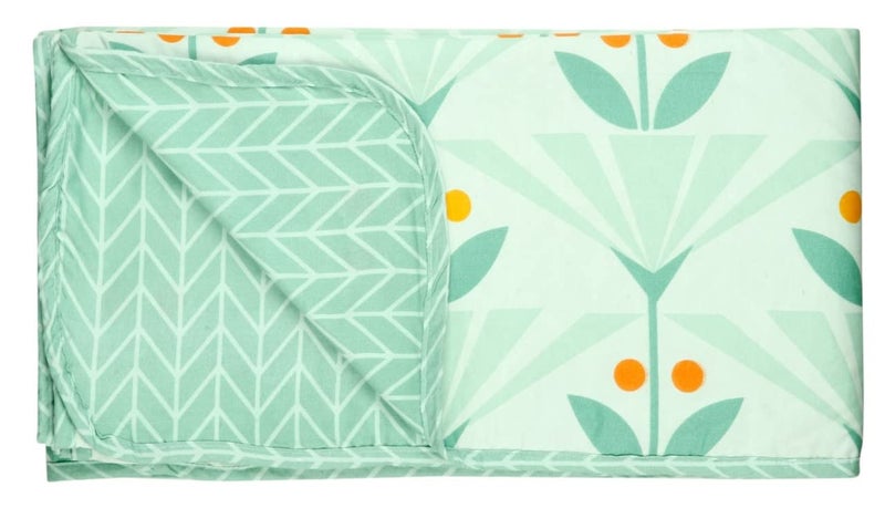 VAS COLLECTIONS 120 GSM Premium Cotton Printed Dohar/AC Blanket for Double Bed Size (90 x 86 inches) |Ultrasoft & Lightweight |Double - 228x220 cms-Light Green & Orange - Image 3
