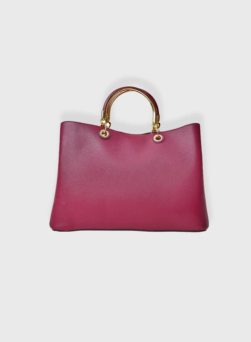 AMICA  Emilia Ladies Satchel Leather Handbag- Plum Red  | Best Price UAE