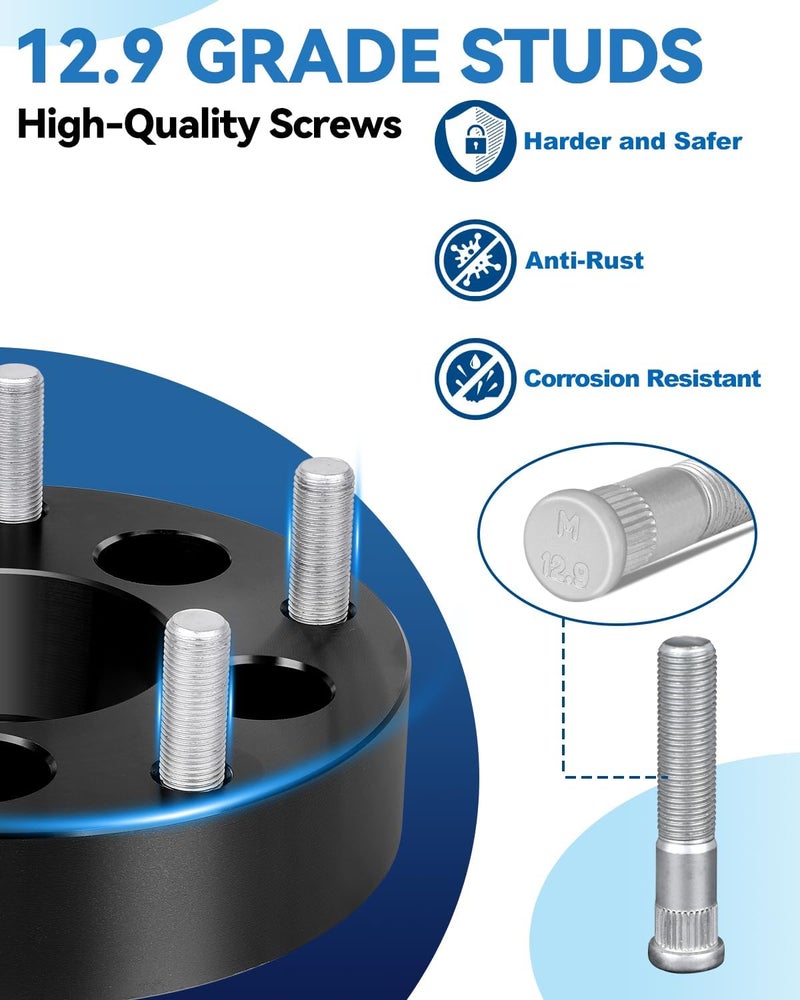 EZISOE 5x5 to 5x5.5 Wheel Adapters for Wrangler Commander Grand Cherokee Journey, 1.25 inch 5x127 to 5x139.7 Wheel Spacers 78.3mm Center Bore 1/2 Studs - Image 5