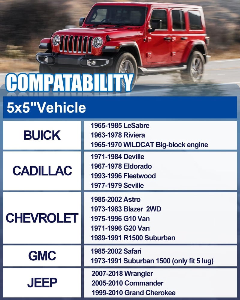 EZISOE 5x5 to 5x5.5 Wheel Adapters for Wrangler Commander Grand Cherokee Journey, 1.25 inch 5x127 to 5x139.7 Wheel Spacers 78.3mm Center Bore 1/2 Studs - Image 3