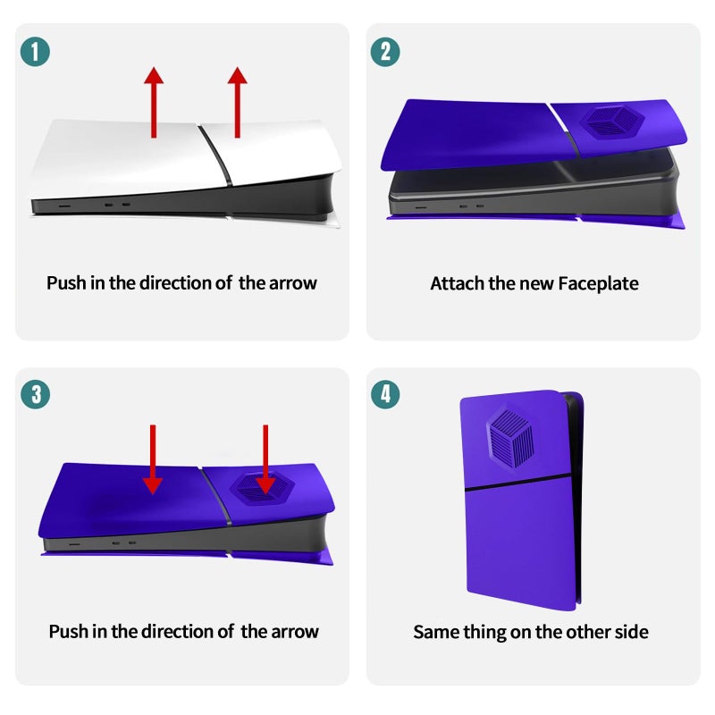 XinGeeek Faceplate Cover for PS5 Slim Digital Edition Faceplates with Cooling Vents Hard Shockproof Face Plate Cover Anti-Scratch Dustproof Protective ABS Case (Purple) - Image 4