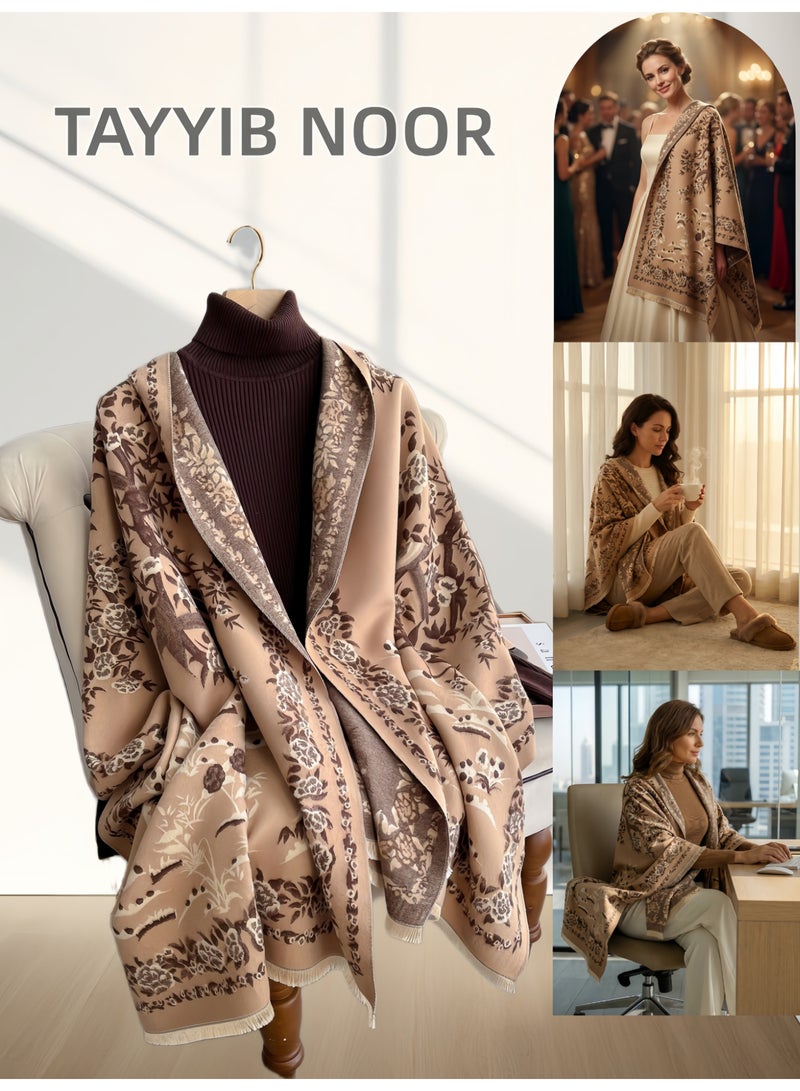 TAYYIB NOOR Luxury Ultra Soft Comfort Blanket & Shawl Wrap - Imitation Cashmere, Warm Thick Winter Scarf for Women, Versatile Cape for Evening Dressing, Perfect for Home Comfort & Stress Relief Gift - Image 1