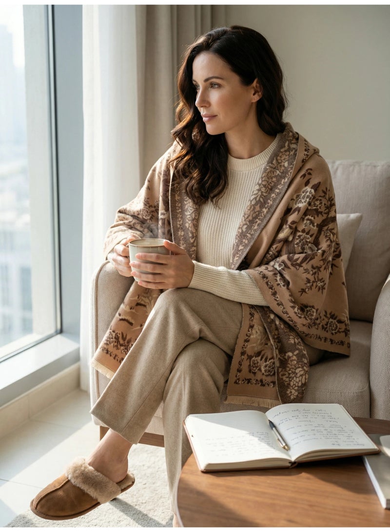 TAYYIB NOOR Luxury Ultra Soft Comfort Blanket & Shawl Wrap - Imitation Cashmere, Warm Thick Winter Scarf for Women, Versatile Cape for Evening Dressing, Perfect for Home Comfort & Stress Relief Gift - Image 5