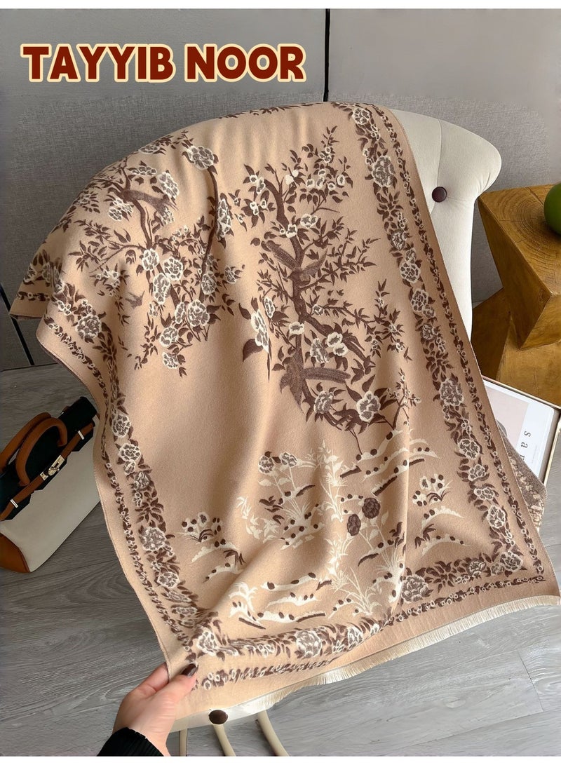 TAYYIB NOOR Luxury Ultra Soft Comfort Blanket & Shawl Wrap - Imitation Cashmere, Warm Thick Winter Scarf for Women, Versatile Cape for Evening Dressing, Perfect for Home Comfort & Stress Relief Gift - Image 3