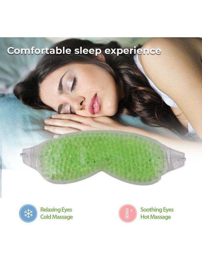Zureni Cooling Eye Mask With Gel Beads Reusable Undereye Cool Ice Pack For Dark Circles Dry Eyes Swelling & Redness Sleeping Cold Compress Eyebrow Pad For Women & Men (Green)  - Image 5