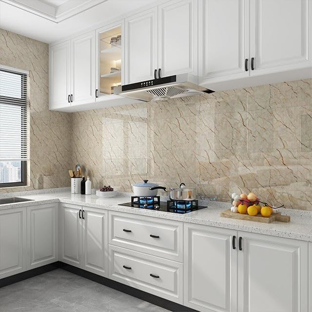 Sakar Marble Tiles Wall StickerWaterproof Self Adhesive Flooring StickerKitchen Sticker Sheets for ShelvesWall Backsplash for BathroomBedroomKitchenLiving Room 60L X 30W CM 12 Pcs - Image 5