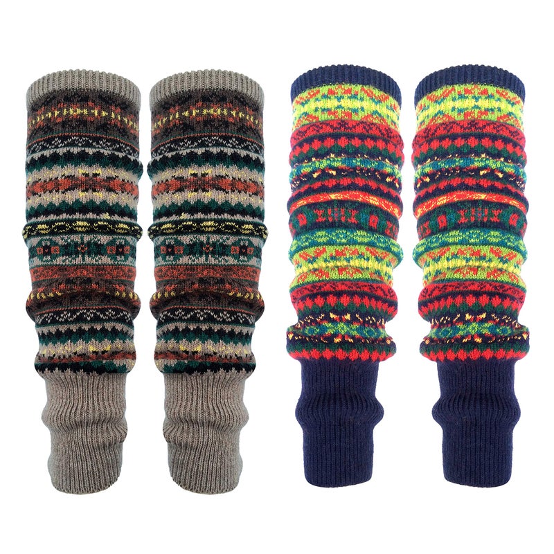HUAMULAN 2 Pair Women Long Leg Warmers Winter Bohemian Cover Boot Cuffs Knit Crochet Over Knee Christmas Boho - Image 1