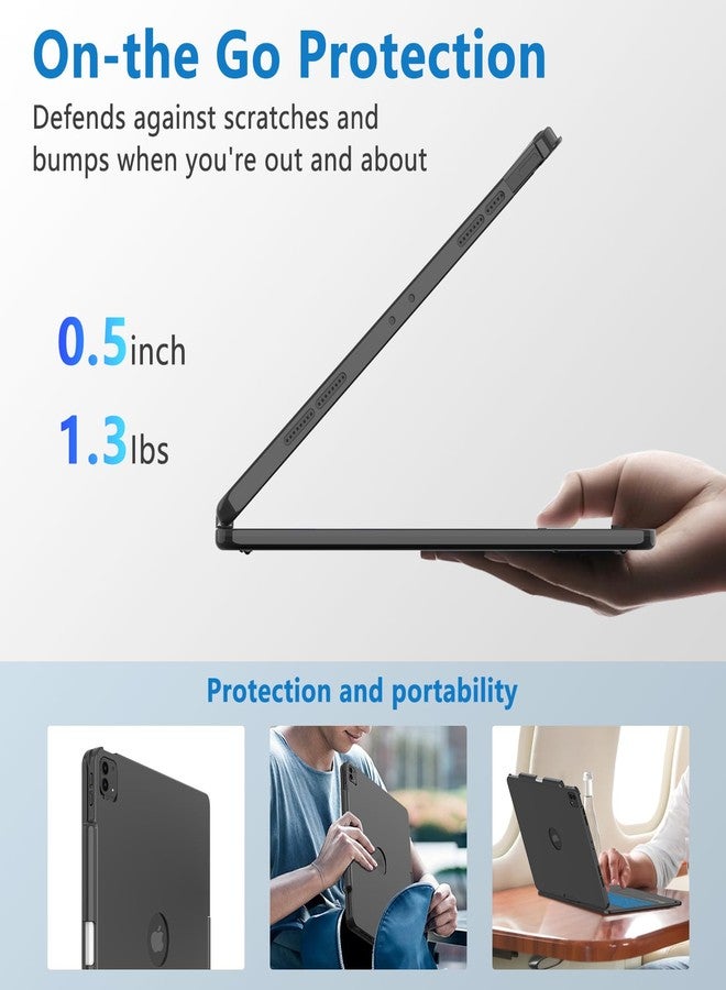 TQQ iPad Air 13 Inch Case Keyboard (M3 2025 / M2 2024), iPad Pro 12.9 (6th, 5th, 4th, 3rd Gen) Keyboard - 360° Rotatable, 7-Color Backlight, Multi-Touch Trackpad, Thin & Light (Black) - Image 5