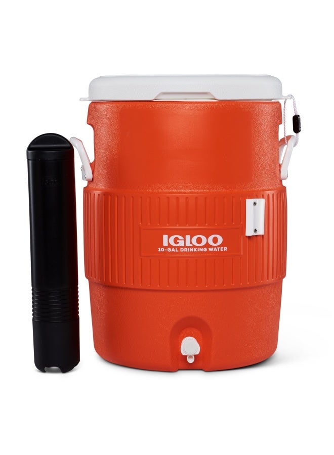 Igloo Seat Top Beverage Dispenser|  10 GAL / 38 liters | Orange/White - Image 2
