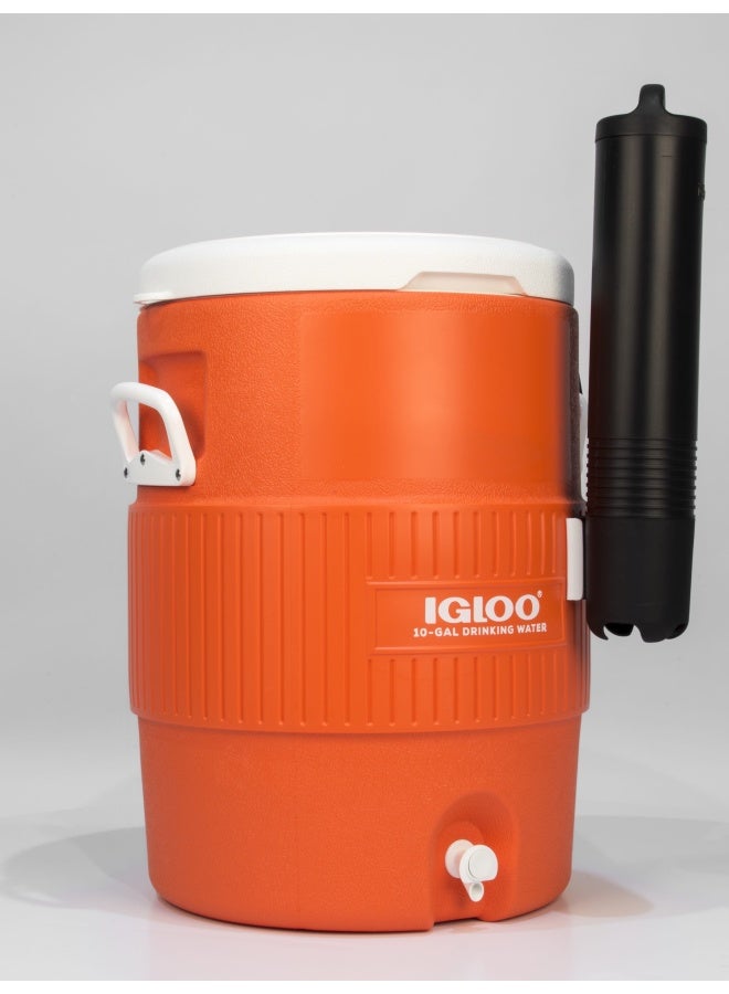 Igloo Seat Top Beverage Dispenser|  10 GAL / 38 liters | Orange/White - Image 3