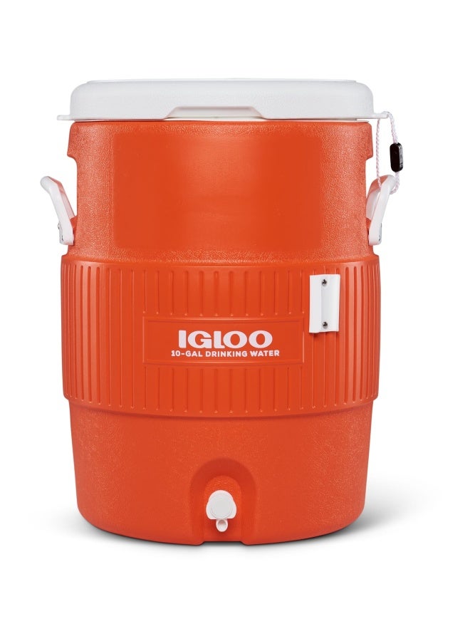 Igloo Seat Top Beverage Dispenser|  10 GAL / 38 liters | Orange/White - Image 1