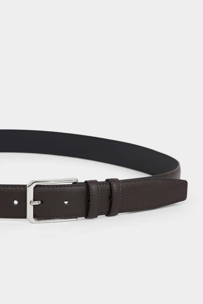 ديفاكتو Man Rectangle Clasp Faux Leather Classic Belt