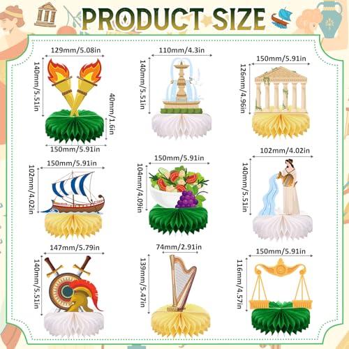 Funrous 9 Pcs Greek Decoration Greece Honeycomb Centerpieces Ancient Greece Themed Party Decorations Greek Mythology Party Favors Cutout Craft for Birthday Decor Ancient Roman Activities Supplies - Image 5