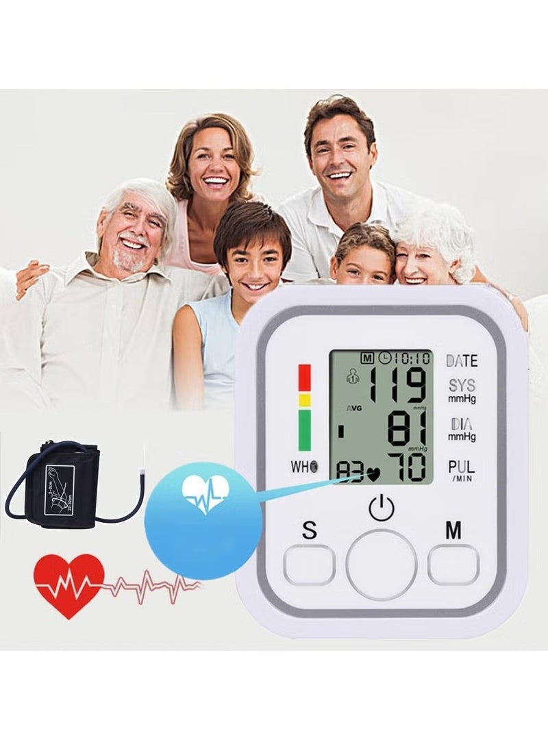 Electronic Blood Pressure Monitor – Accurate Digital Sphygmomanometer for Home Use, LCD Display, Cuff Included, Easy to Read, No Voice Function