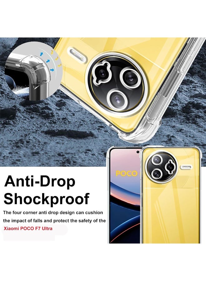 TEXEEM Case for Poco F7 Ultra, Crystal Clear Shockproof Transparent Soft TPU Bumper Cover with 4-Corner Airbag Protection, Anti-Yellowing Anti-Scratch Slim Phone Case - Image 3