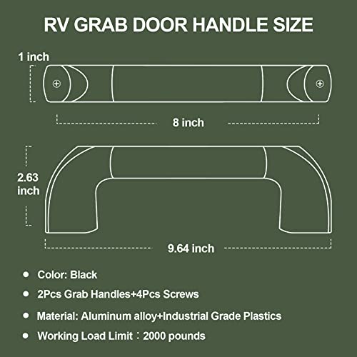 ESUDNT RV Grab Handle, Aluminum Automotive Entry Door Assist Bar for Camper, Trailer, Truck, Cargo Trailer, Boat (2 Pack,Black) - Image 2