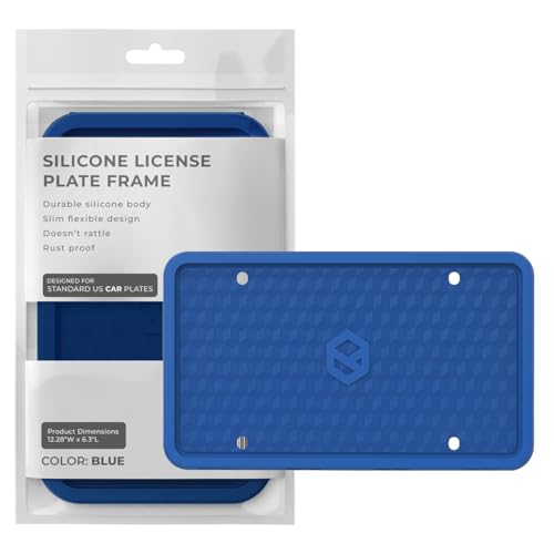 Rightcar Solutions Car Plate Frame Silicone License Plate Frame RustProof RattleProof WeatherProof License Plate Holder for Front or Rear Blue 1 Pack - Image 1