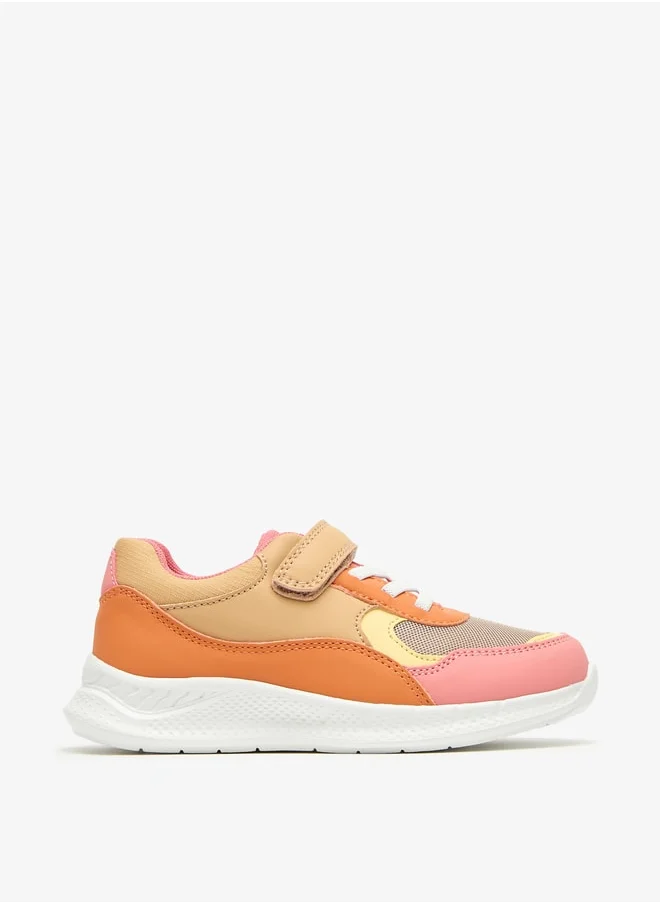 جونيورز Colourblock Sneakers with Hook and Loop Closure