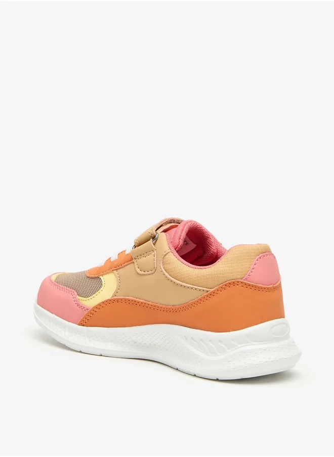 جونيورز Colourblock Sneakers with Hook and Loop Closure