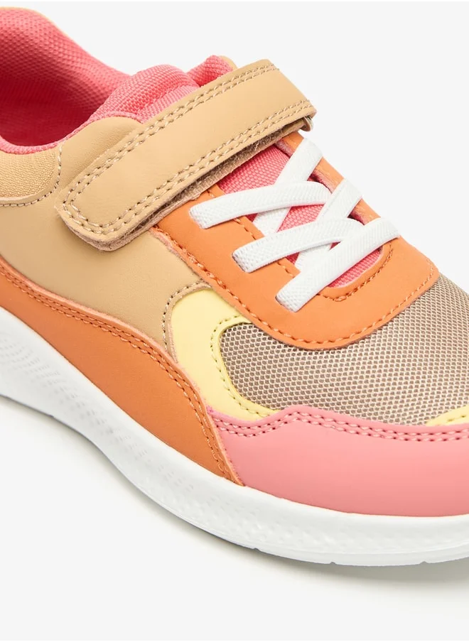 جونيورز Colourblock Sneakers with Hook and Loop Closure