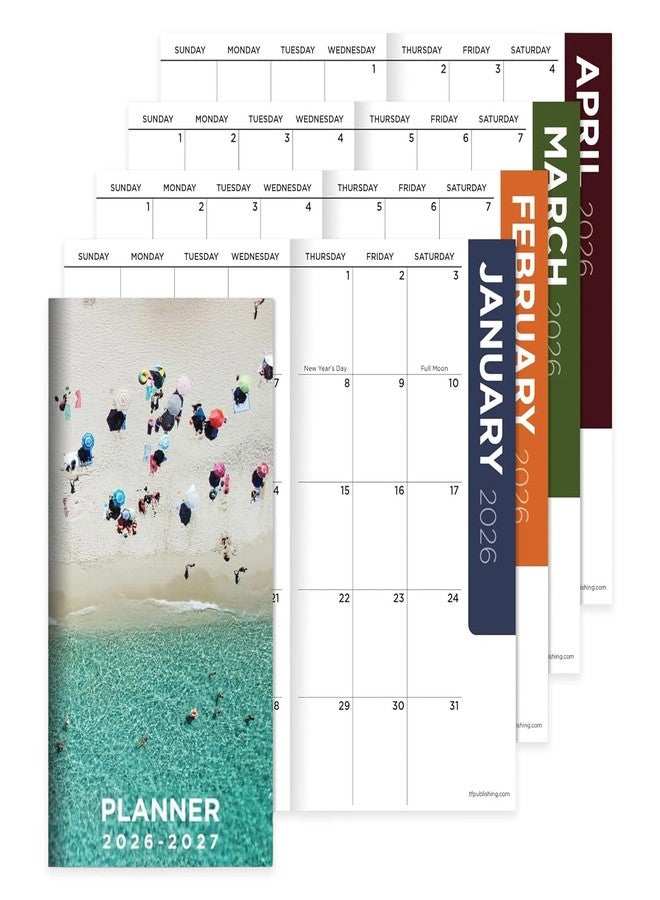 TF Publishing 2026-2027 Beaches Small Monthly Pocket Planner - 2-Year Pocket Calendar with Large Monthly Grid & Lined Notes - Mini Planner 2026-2027 for Purse, 3.5in x 6.5in - Image 1