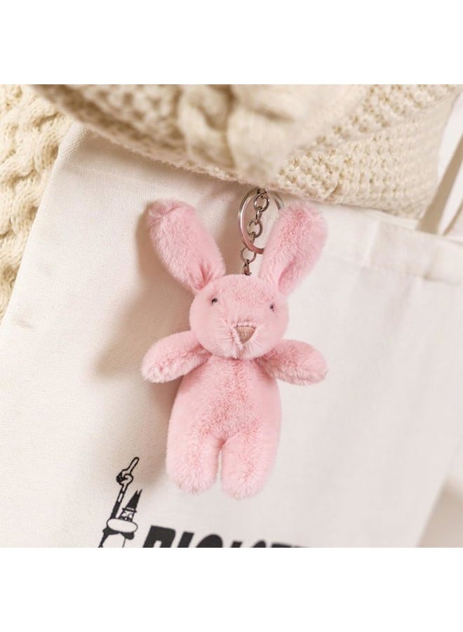 Miokkley Cute Bunny Plush Keychain for Backpack, 3.5" Inch Mini Rabbit Keychain Purse Charm Pendant Gift for Girls Women (Gray Pink) - Image 4